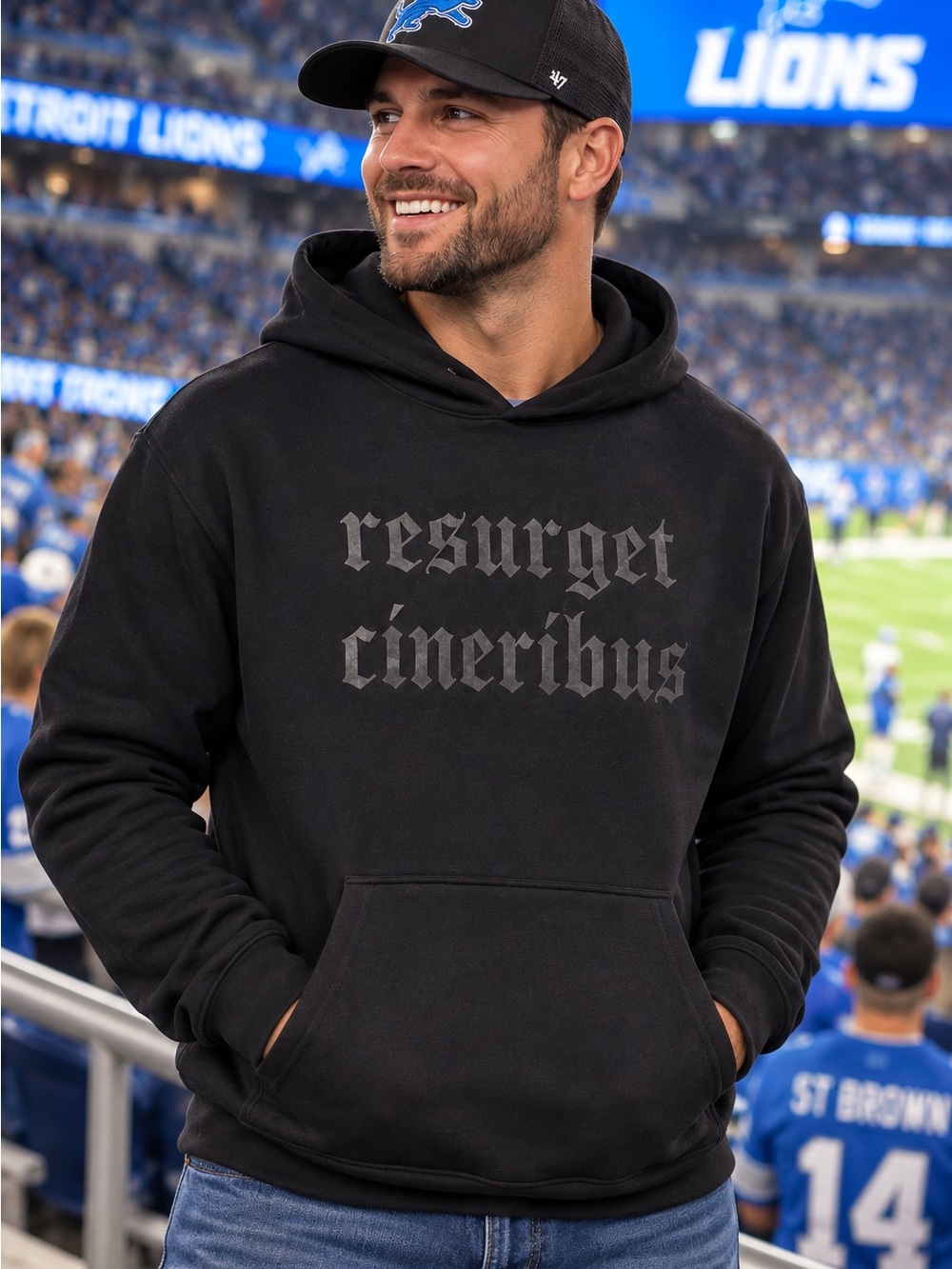 🆕 House of Hutch x Detroit Lions Aidan Hutchinson Resurget Hoodie Men L NWT
